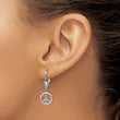 14K White Gold 3-D Peace Symbol Leverback Earrings - Birthstone Company