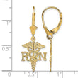14K RN Caduceus Leverback Earrings - Birthstone Company