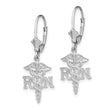 14K White Gold RN Caduceus Leverback Earrings - Birthstone Company