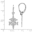 14K White Gold RN Caduceus Leverback Earrings