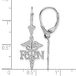 14K White Gold RN Caduceus Leverback Earrings - Birthstone Company