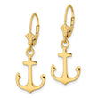 14K 2-D Polished Anchor Leverback Earrings