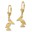 14K 3-D Pelican Standing Leverback Earrings - Birthstone Company