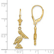 14K 3-D Pelican Standing Leverback Earrings