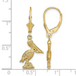 14K 3-D Pelican Standing Leverback Earrings - Birthstone Company