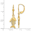 14K 3-D Fishbone Leverback Earrings