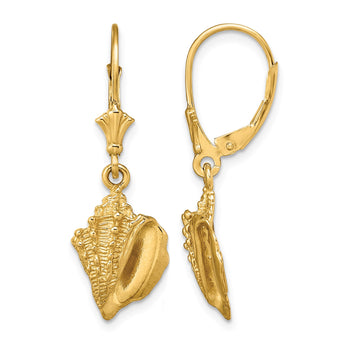 14K Conch Shell Leverback Earrings - Birthstone Company
