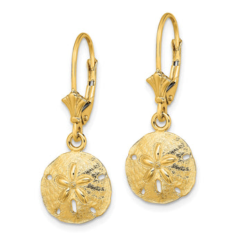 14K Polished Sand Dollar Leverback Earrings - Birthstone Company