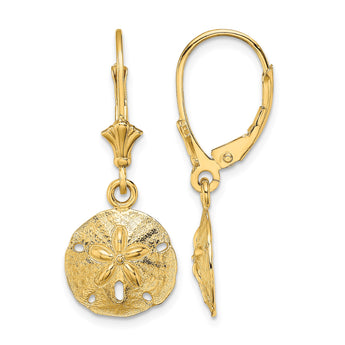 14K Polished Sand Dollar Leverback Earrings - Birthstone Company
