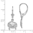 14K White Gold Blue Crab Leverback Earrings - Birthstone Company