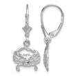 14K White Gold Blue Crab Leverback Earrings - Birthstone Company