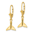 14K Small Whale Tail Leverback Earrings - Birthstone Company