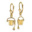 14K 3-D Beach Bucket w/ Shovel Leverback Earrings - Birthstone Company