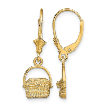 14K Nantucket Basket Leverback Earrings - Birthstone Company