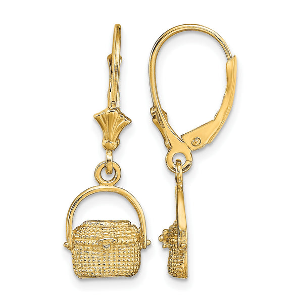 14K Nantucket Basket Leverback Earrings - Birthstone Company