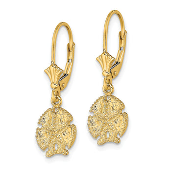 14K Sand Dollar W/Star Leverback Earrings - Birthstone Company