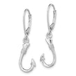 14K White Gold 3-D Fish Hook Leverback Earrings