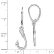 14K White Gold 3-D Fish Hook Leverback Earrings