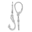 14K White Gold 3-D Fish Hook Leverback Earrings - Birthstone Company