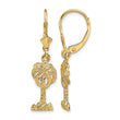 14K Palm Tree Leverback Earrings - Birthstone Company