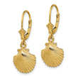 14K 2-D and Textured Scallop Shell Leverback Earrings - Birthstone Company
