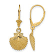 14K 2-D and Textured Scallop Shell Leverback Earrings - Birthstone Company