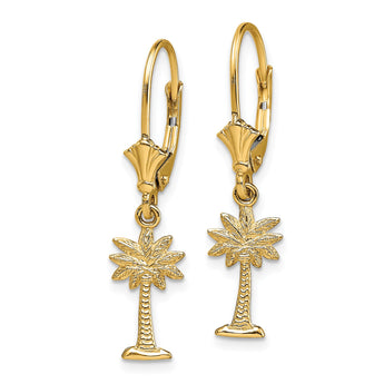 14K Mini Palmetto Palm Tree Leverback Earrings - Birthstone Company