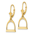 14K 3-D Small Horse Stirrup Leverback Earrings - Birthstone Company