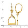 14K 3-D Small Horse Stirrup Leverback Earrings - Birthstone Company