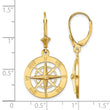 14K Nautical Compass Leverback Earrings - Birthstone Company