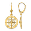 14K Nautical Compass Leverback Earrings - Birthstone Company