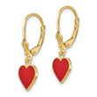 14K Polished Enameled Heart Dangle Leverback Earrings - Birthstone Company