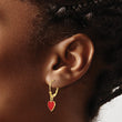 14K Polished Enameled Heart Dangle Leverback Earrings - Birthstone Company