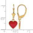14K Polished Enameled Heart Dangle Leverback Earrings - Birthstone Company