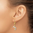 14K and Rhodium 3-D Pelican Standing W/ Leverback Earrings - Birthstone Company