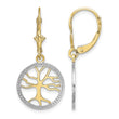 14K Tree of Life w/ RH Round Frame Leverback Earrings - Birthstone Company