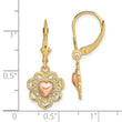 14k Two-Tone Polished Heart Leverback Earrings