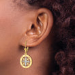 14K W/ Rhodium Nautical Compass Leverback Earrings