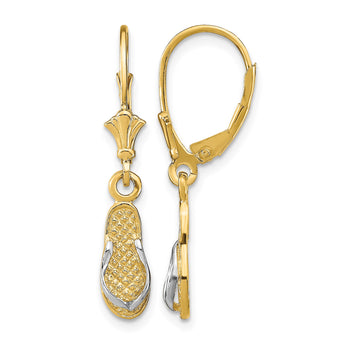 14K and Rhodium Flip Flop Leverback Earrings - Birthstone Company