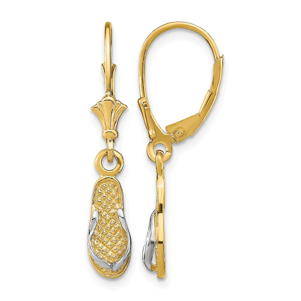 14K and Rhodium Flip Flop Leverback Earrings - Birthstone Company