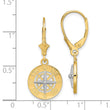 14K W/ Rhodium Mini Nautical Compass Leveback Earrings