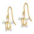 14K W/ Rhodium Sea Turtle Dangle Earrings