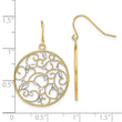 14K w/Rhodium Floral Filigree Medallion Wire Earrings