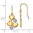 14K w/Rhodium Polished Hearts Shepherd Hook Earrings