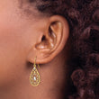 14K w/Rhodium D/C Fancy Dangle Wire Earrings