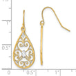 14K w/Rhodium D/C Fancy Dangle Wire Earrings