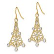 14K w/Rhodium Fancy Dangle Wire Earrings