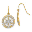 14K w/Rhodium Filigree Medallion Dangle Earrings