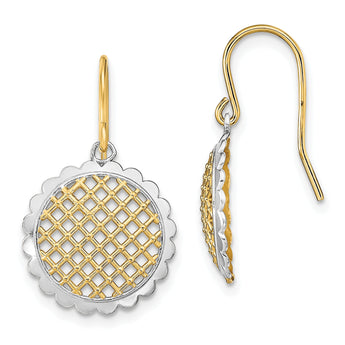 14K w/Rhodium Fancy Dangle Wire Earrings