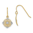 14K w/Rhodium D/C Center Mini Filigree Medallion Earrings